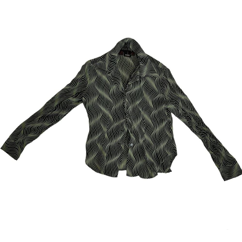 Jessica by Christopher Lai Green and Black Wavy Striped Size Small